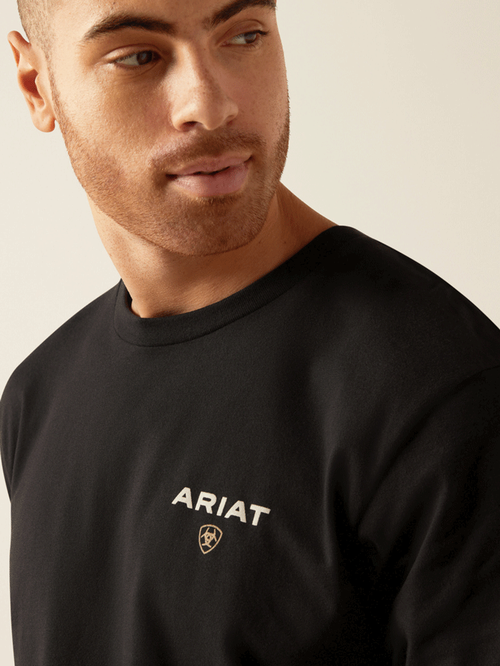 Ariat 10052018 Men's American Rancher T-Shirt - Black Cotton Short Sleeve Tee for Western Rodeo & Casual Wear