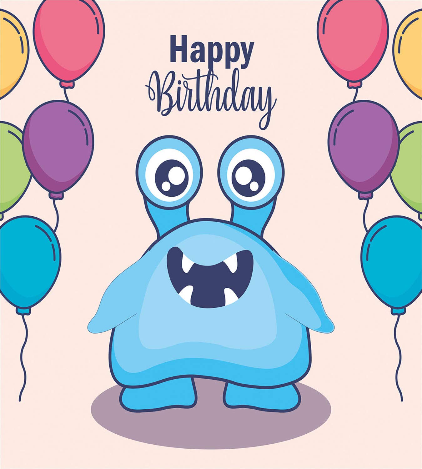 Ambesonne Alien Duvet Cover Set - Funny Monster Birthday Design, 3-Piece King Size Bedding with 2 Pillow Shams in Pastel Pink, Purple, Eggshell & Sky Blue | Perfect for Kids' Rooms, Themed Bedrooms & Unique Birthday Gifts