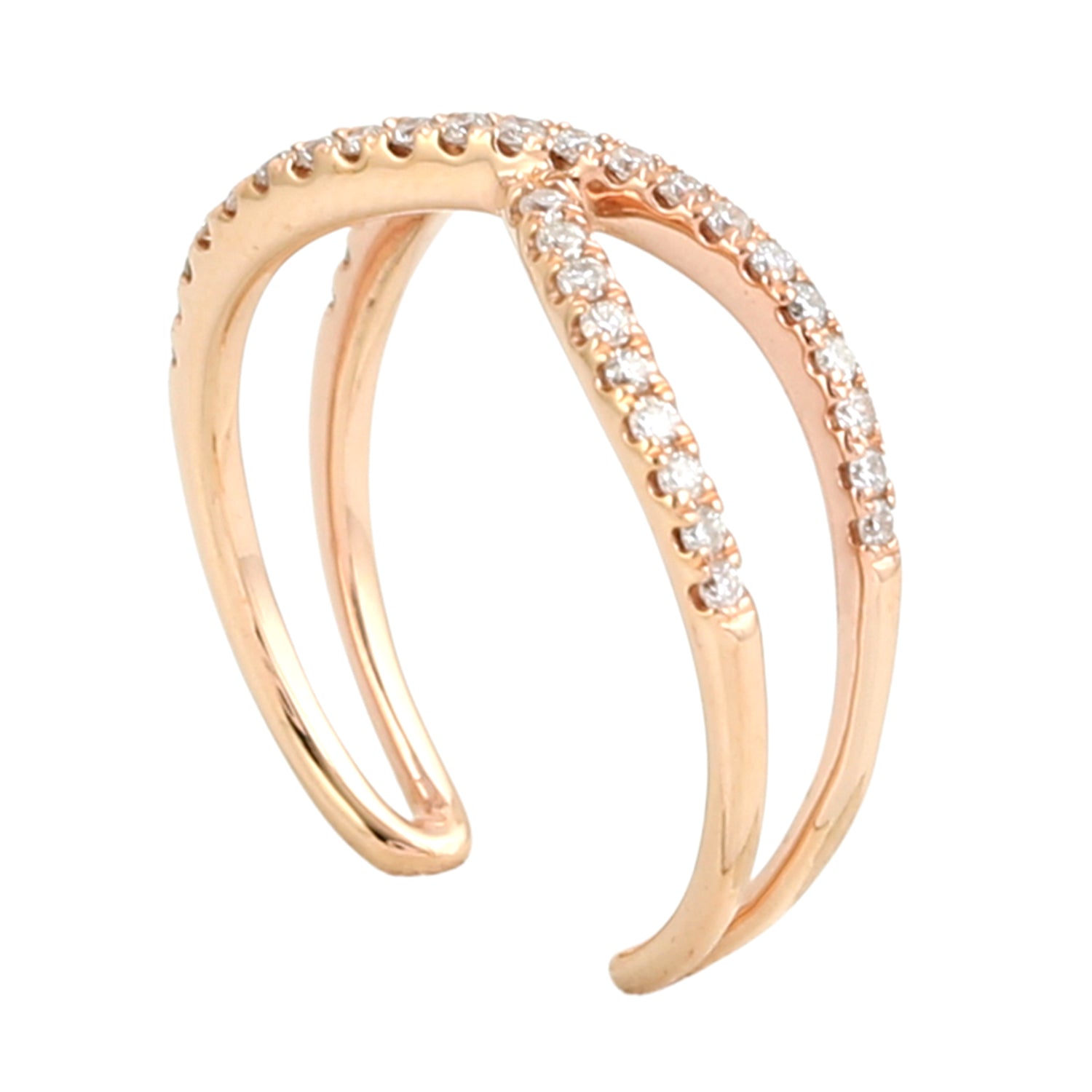 14K Rose Gold Pave Natural Diamond Ring for Women - Elegant Designer Jewelry for Engagement, Wedding, Anniversary & Special Occasions