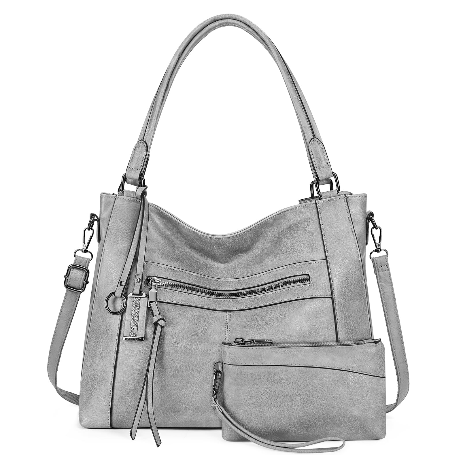 BAIGIO Vegan Leather Tote Bag for Women - Large Work Handbag & Shoulder Purse 2-Piece Set | Stylish & Spacious for Office, Travel & Shopping