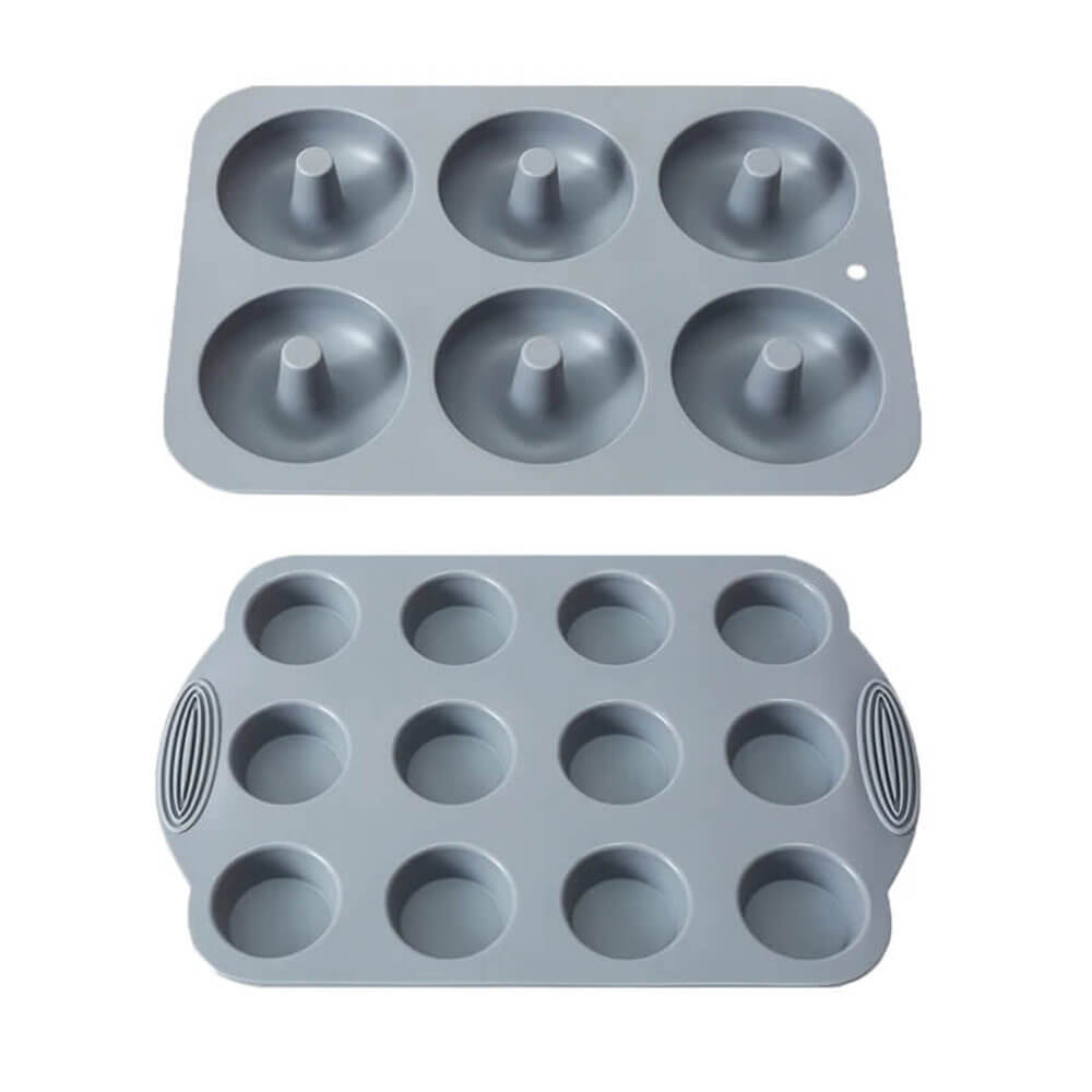 Non-Stick Silicone Donut and Muffin Baking Pan Set - 6-Cup Durable Bakeware for Cupcakes, Cakes & Desserts - Perfect for Home Baking, Parties & Holiday Treats