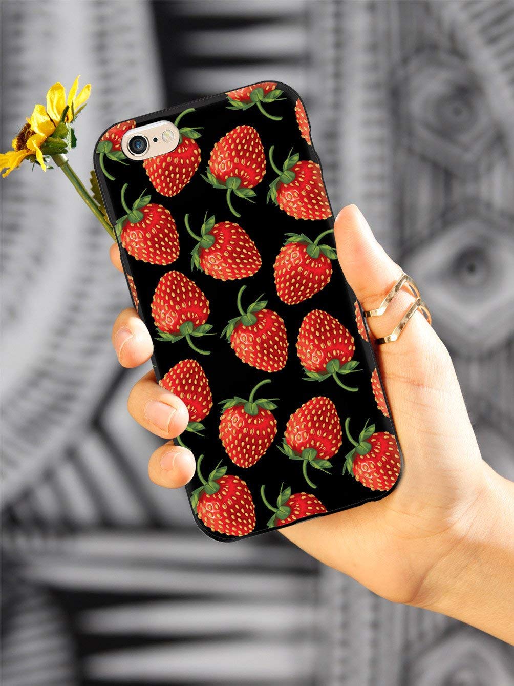 Premium 3D Textured Protective Phone Case for Samsung Galaxy Note 9 - Strawberry Pattern Black - Durable Shockproof Cover with Enhanced Grip - Perfect for Everyday Use, Travel & Outdoor Activities