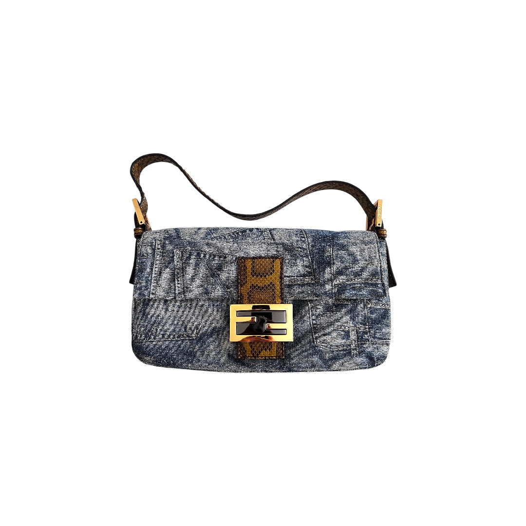 Fendi Denim Baguette Bag - Luxury Designer Crossbody Handbag for Women | Perfect for Casual Outings, Shopping & Travel