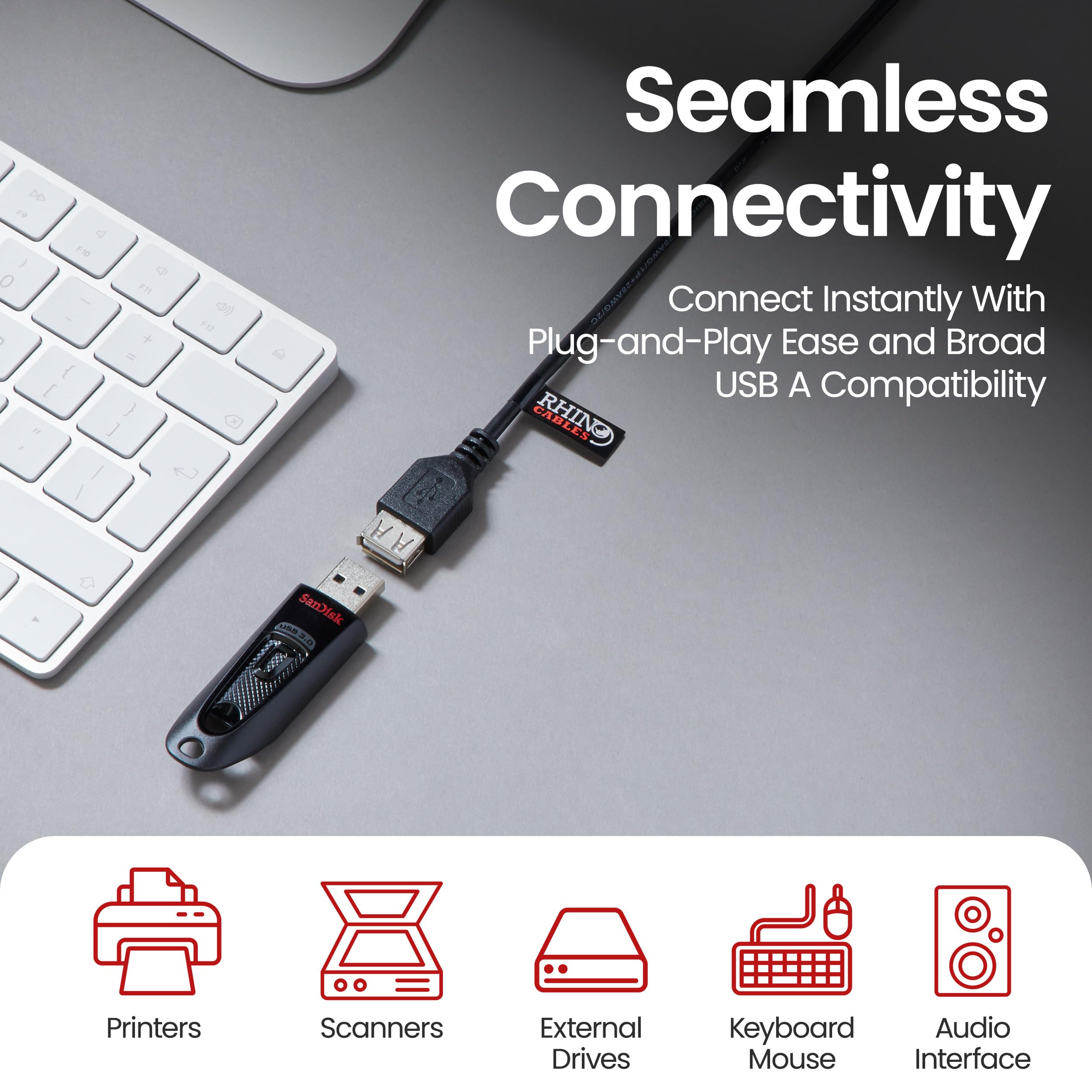 Premium USB 2.0 A to A Extension Cable - High Speed 480Mbps Data Transfer for Printers, Cameras, Mice & Keyboards | Durable 1M Cord for Home Office & Gaming Setup | Reliable Connectivity Solution (1-Pack)