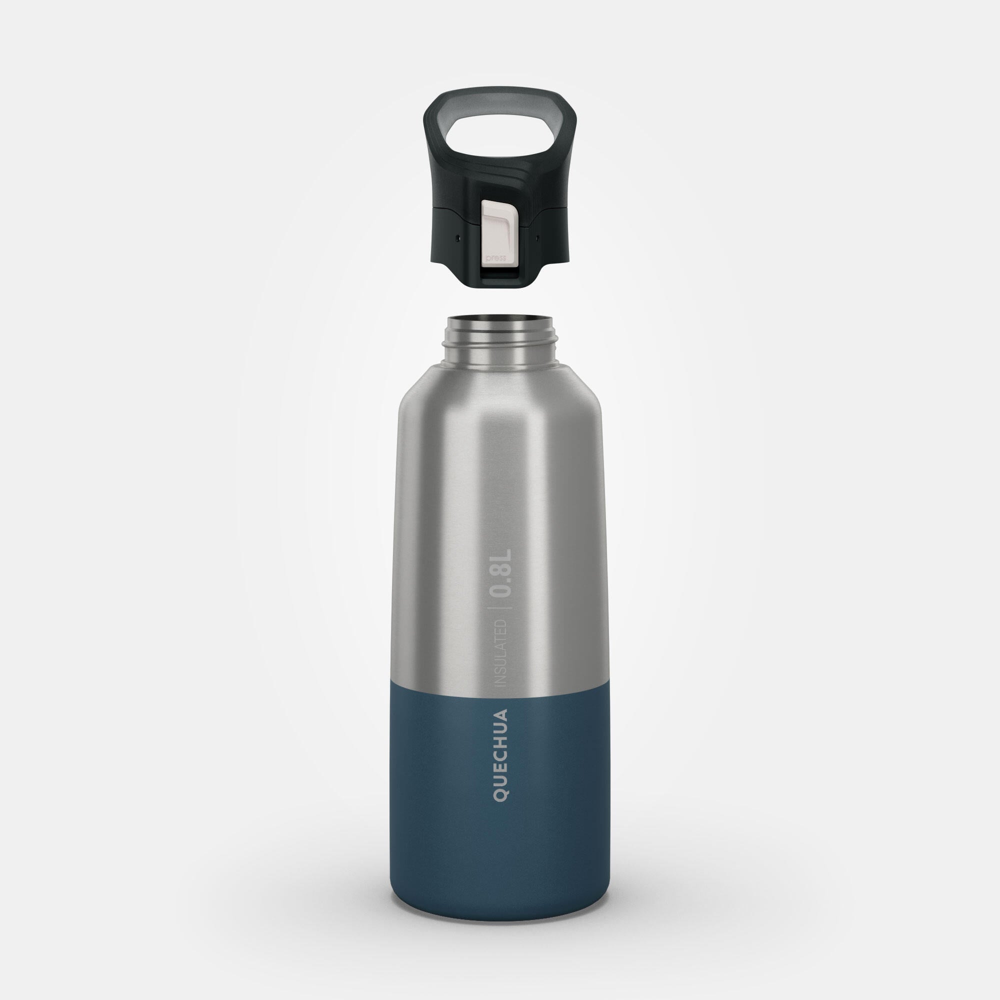 Quechua MH900 Double Wall Insulated 800ml Stainless Steel Water Bottle - Keeps Drinks Hot/Cold for Hours - Perfect for Hiking, Camping & Outdoor Adventures