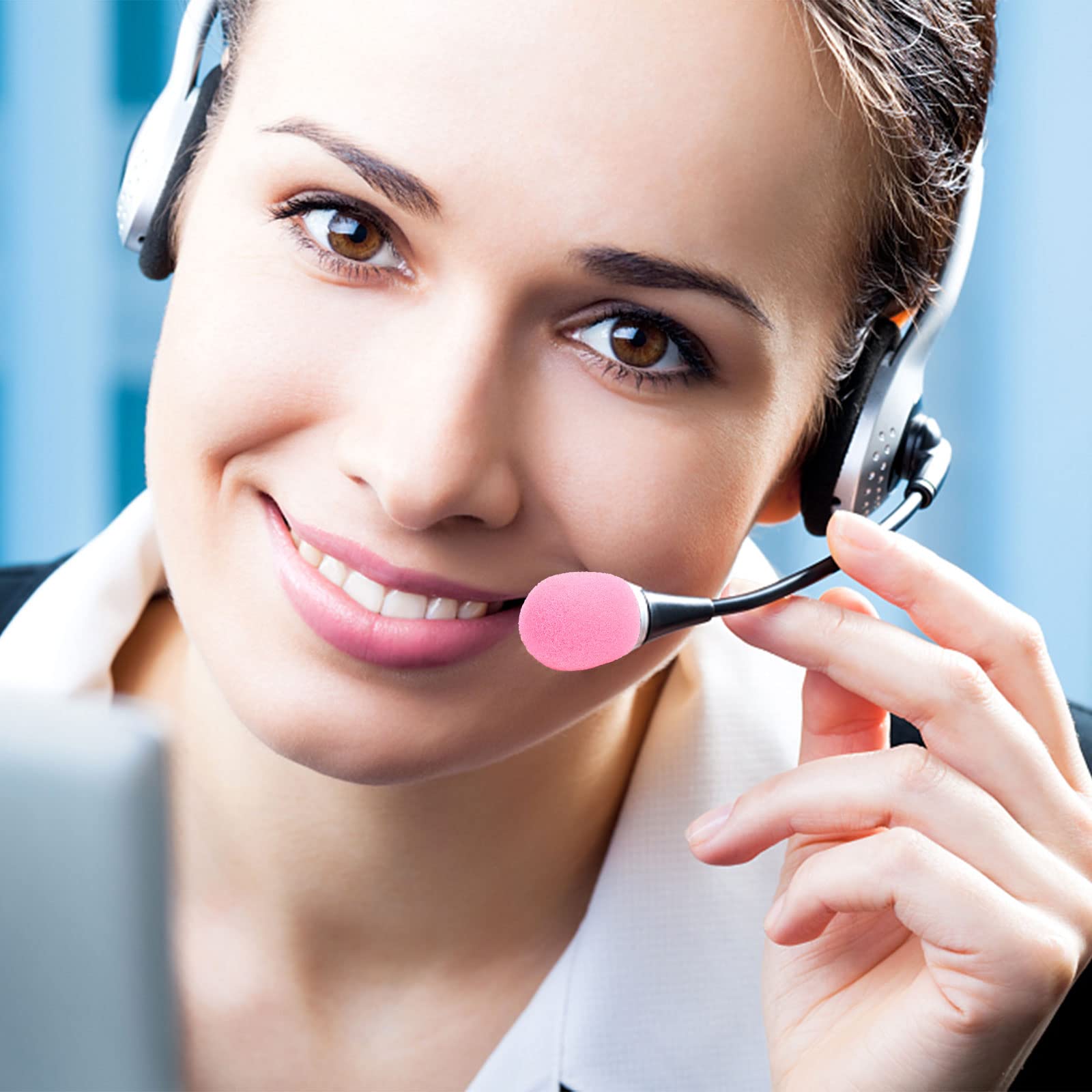 50 Pack Pink Mini Lavalier Microphone Windscreen - Foam Sponge Covers for Headset Microphones, Noise Reduction & Clear Audio - Perfect for Podcasting, Interviews, YouTube Videos & Live Streaming