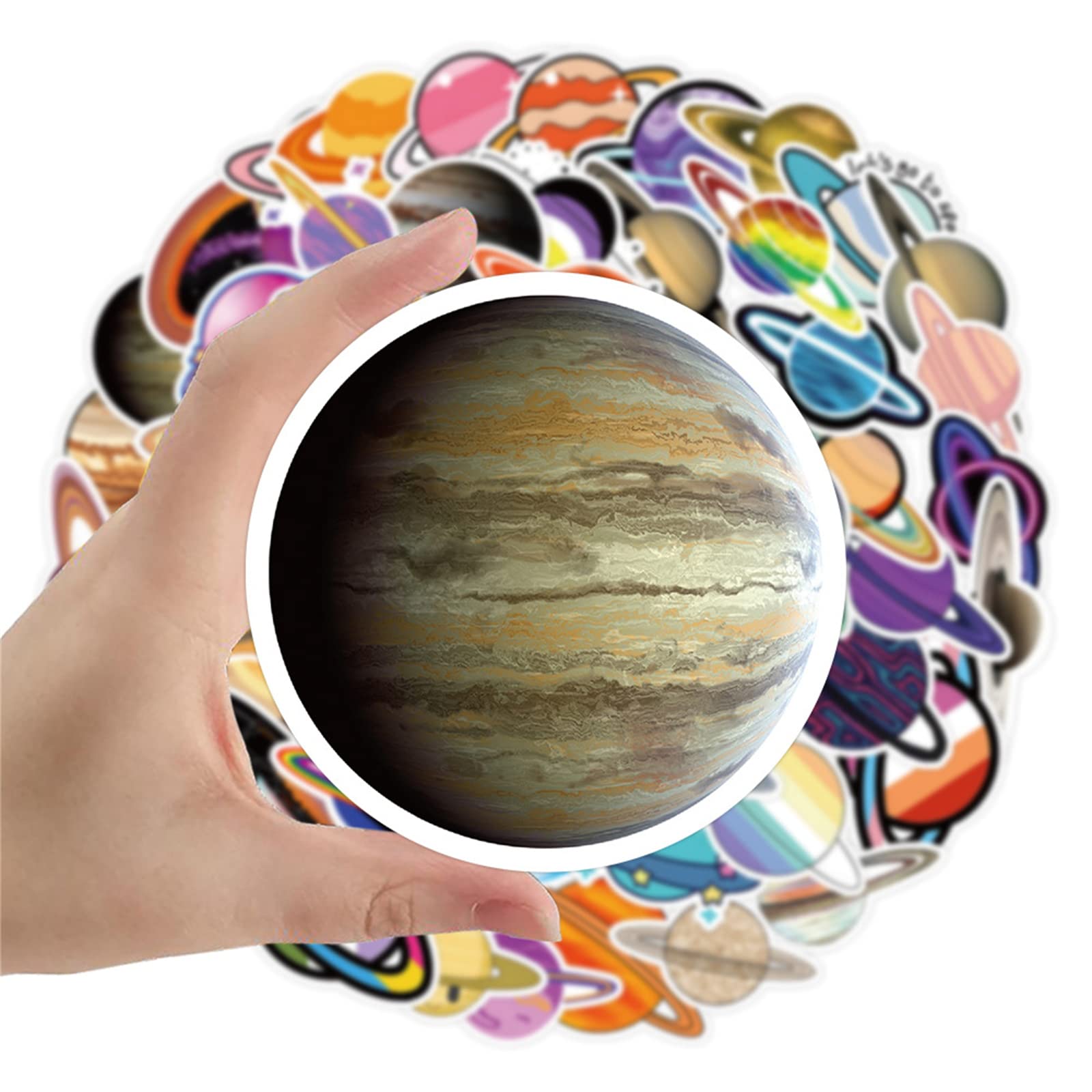 60PCS Cool Planet Space Stickers - Galaxy Vinyl Waterproof Stickers for Kids Teens Adults - Perfect for Laptop, Water Bottles, Notebooks & DIY Crafts - Fun Universe Decals for School, Office & Home Decor