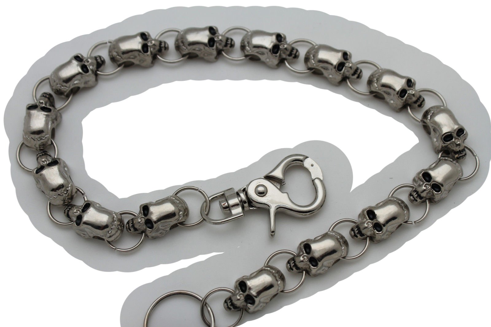 TFJ Men's Punk Rock Biker Wallet Chain with Big Skull Skeleton Bones - Silver Keychain for Motorcycle Enthusiasts & Rock Music Fans - Perfect for Biker Gear, Concerts & Gothic Fashion Accessories