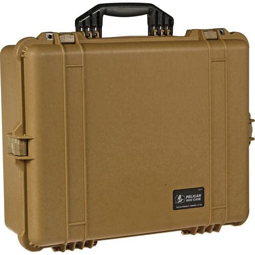 Pelican 1600 Protective Case - Tan, No Foam Insert - Waterproof, Shockproof Hard Case for Camera, Electronics & Outdoor Gear - Perfect for Travel, Storage & Equipment Protection