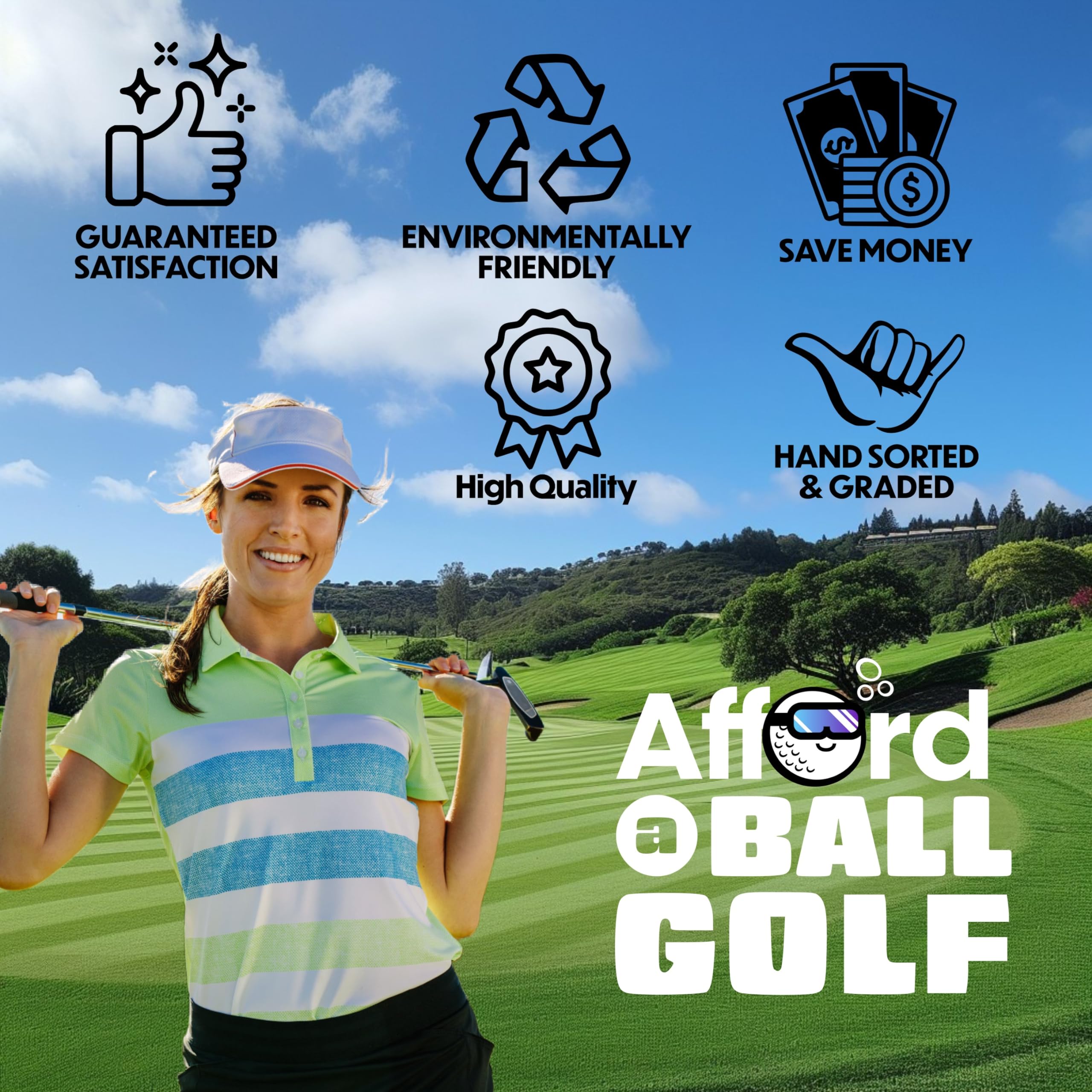 Recycled Golf Balls 50-300 Count - Premium Practice Balls for Backyard & Driving Range