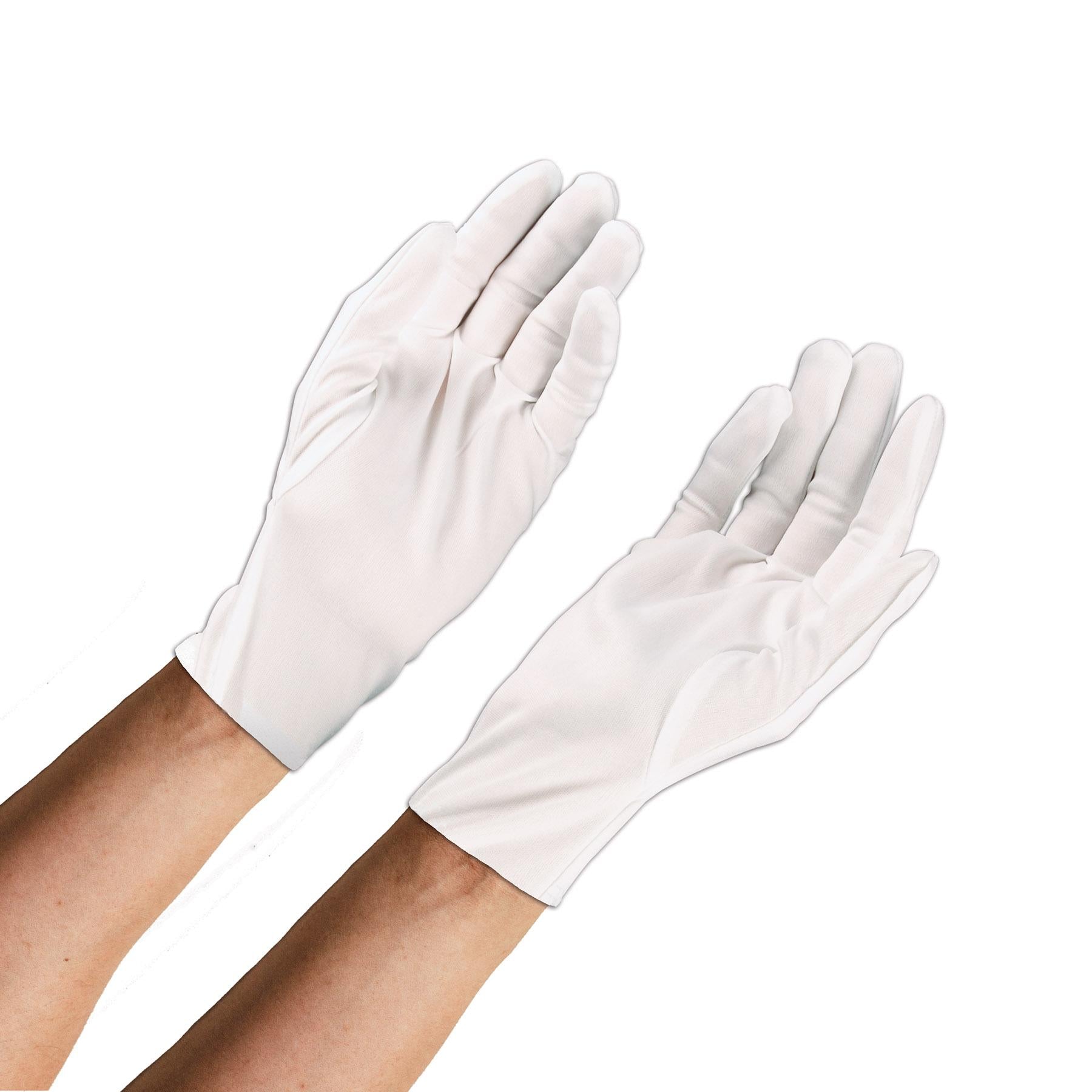 12 Pair Beistle Theatrical Gloves White - Costume Accessories for Stage Performances, Magic Shows & Halloween Parties