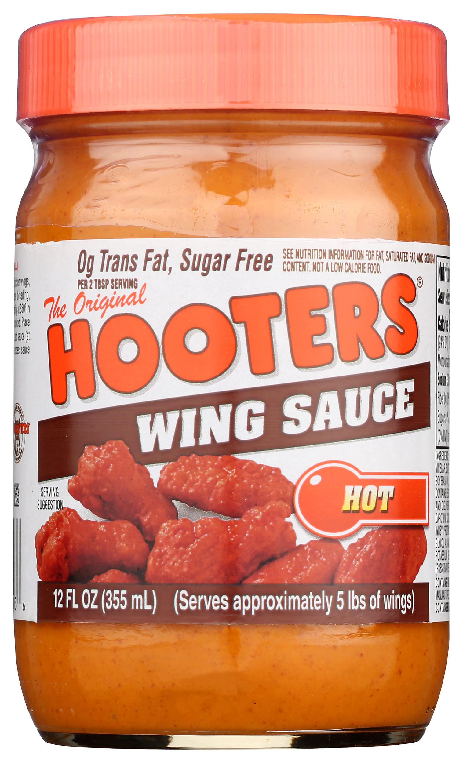 Hooters Hot Wing Sauce - Fat Free, 12oz (Pack of 6) - Gluten Free Buffalo Sauce for Chicken Wings, Pizza, Nachos & Game Day Parties
