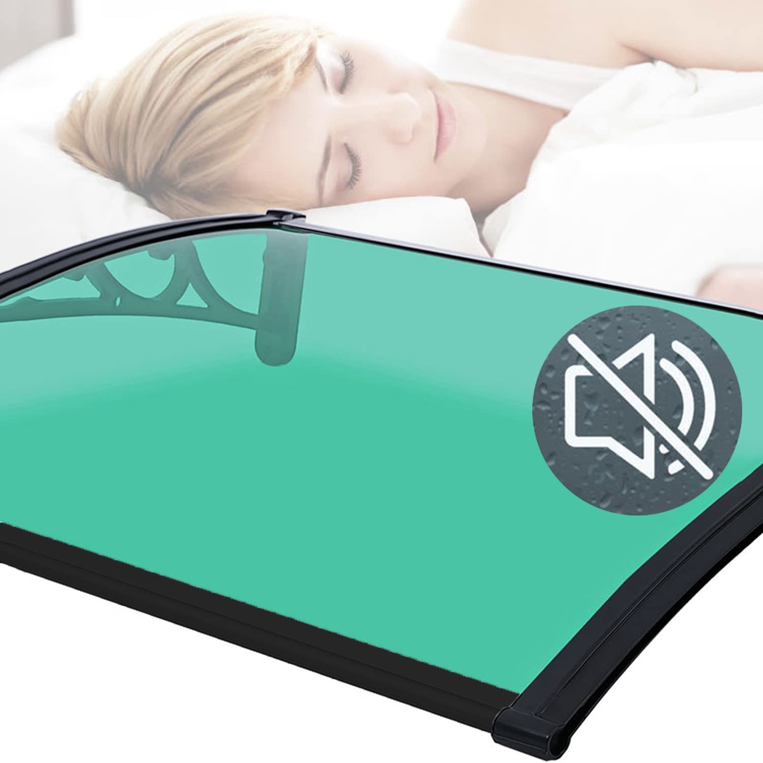 Green Polycarbonate Outdoor Canopy - 100x80cm Door Window Awning for Air Conditioner Cover, Rain & Snow Protection - Perfect for Garden, Patio, and Home Exterior Weatherproofing