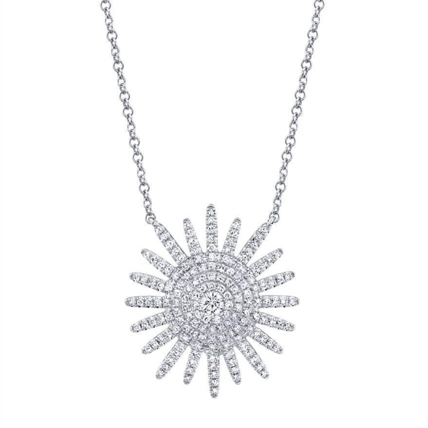 14K Gold 0.43 CTW Diamond Starburst Pendant Necklace - Elegant Gift for Women, Perfect for Anniversary, Birthday & Special Occasions