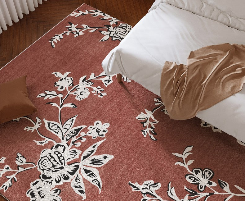 Abstract Contemporary Rugs with Floral Design - Modern Non-Slip Area Rug for Bedroom, Living Room & Dining Room - Soft Boho Decor Rug for Home & Office Spaces