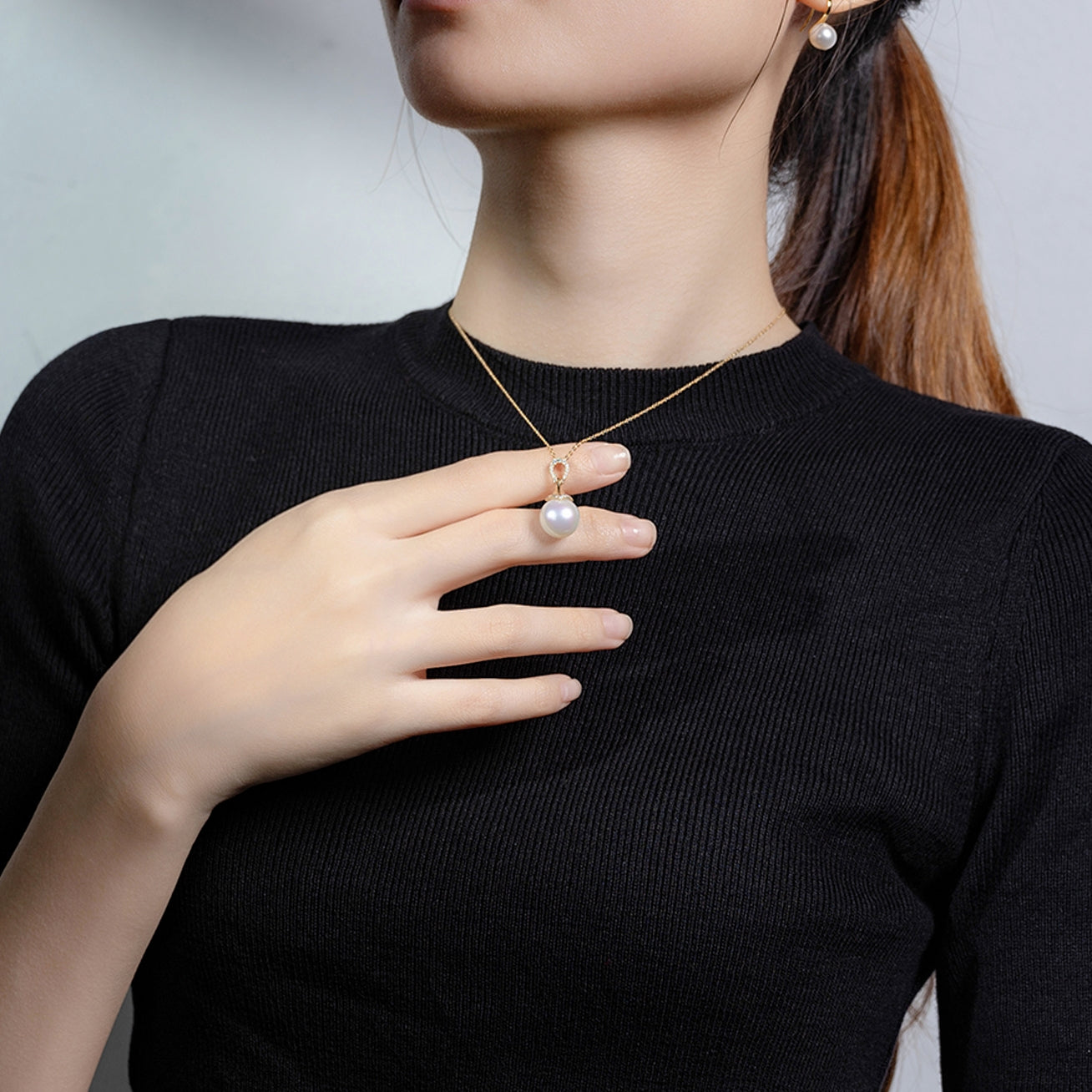 18K Solid Gold Diamond Edison Pearl Necklace KN00138 | Luxury Bridal Jewelry for Weddings, Anniversaries & Special Occasions