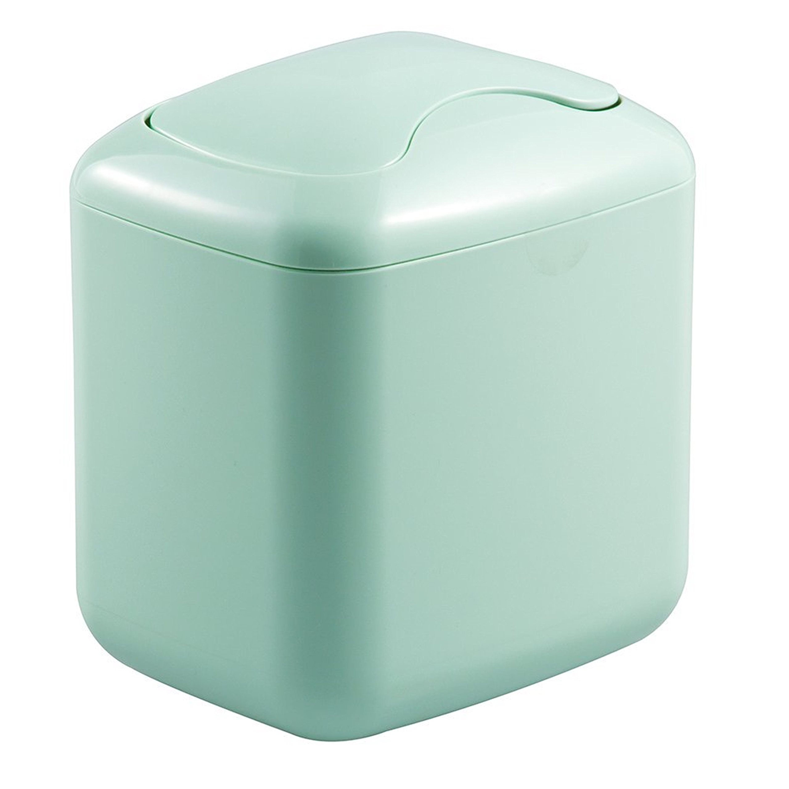 InterDesign Una Vanity Countertop Wastebasket Trash Can - Mint Green Small Bathroom Garbage Bin for Makeup, Cotton Balls & Beauty Essentials