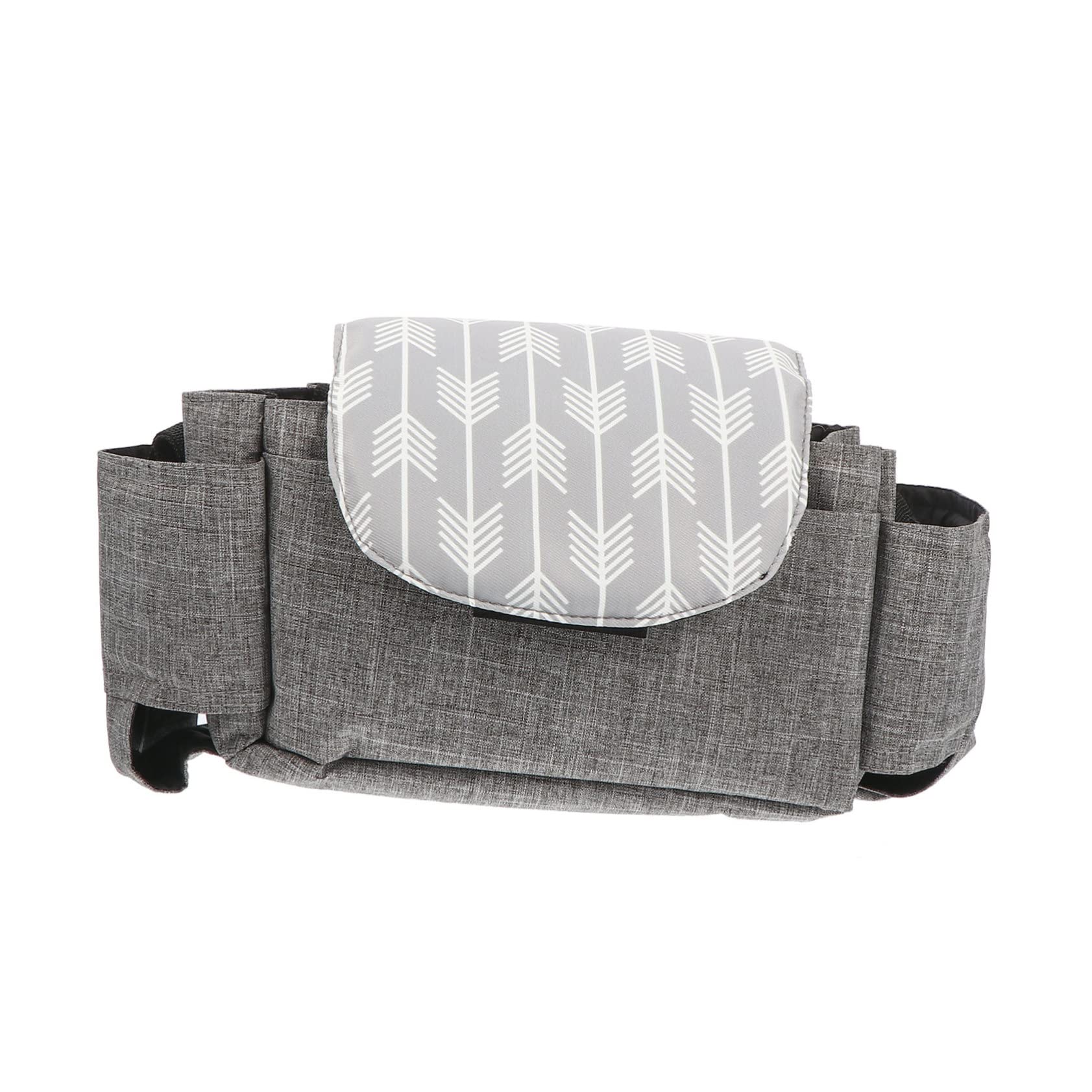 HEMOTON 2 Pack Car Seat Organizer with Cup Holders - Stroller & Wheelchair Storage Bag, Diaper Organizer, Grey Polyester - Perfect for Baby Travel, Shopping & Outdoor Activities