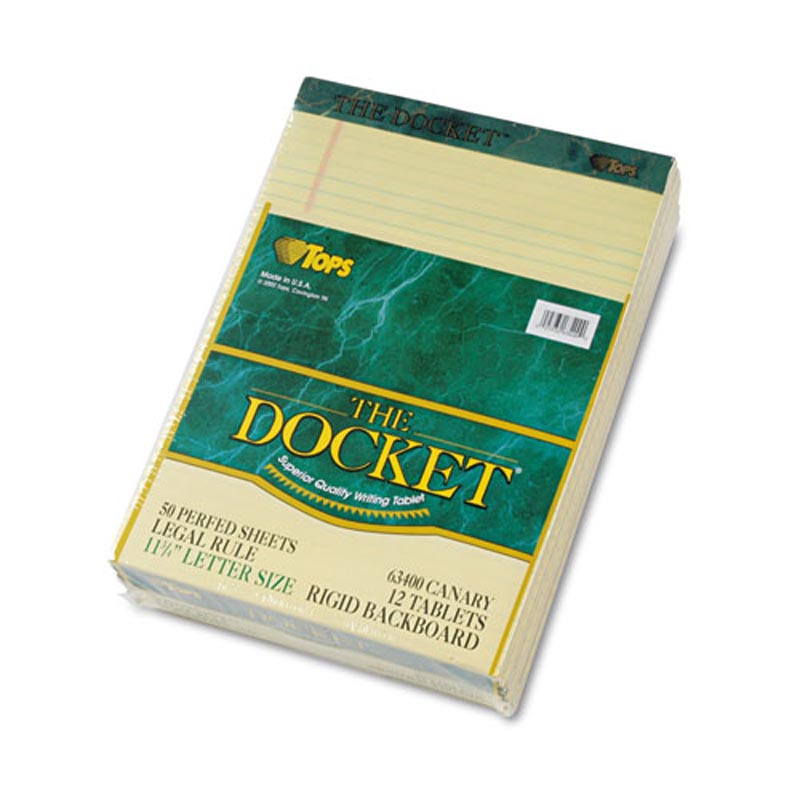 Docket Perforated Notebook Pads - Wide Ruled Letter Size 16# Paper (12 Pack, 50 Sheets Each) for Office, School & Home Organization