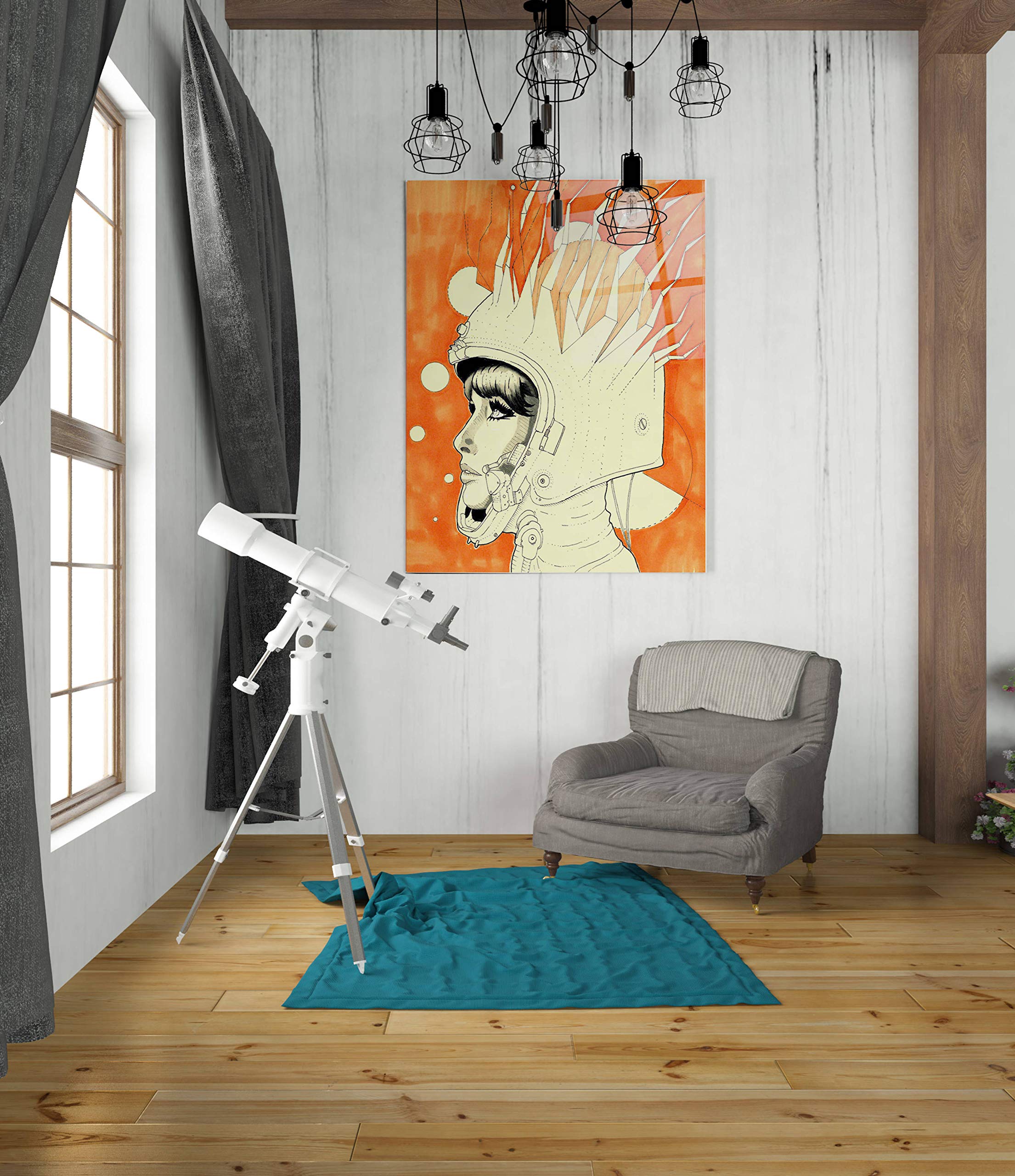 Epic 'Space Queen Fire' Acrylic Glass Wall Art by Craig Snodgrass - 24x36 Inches Modern Canvas Painting for Living Room, Bedroom & Office Decor