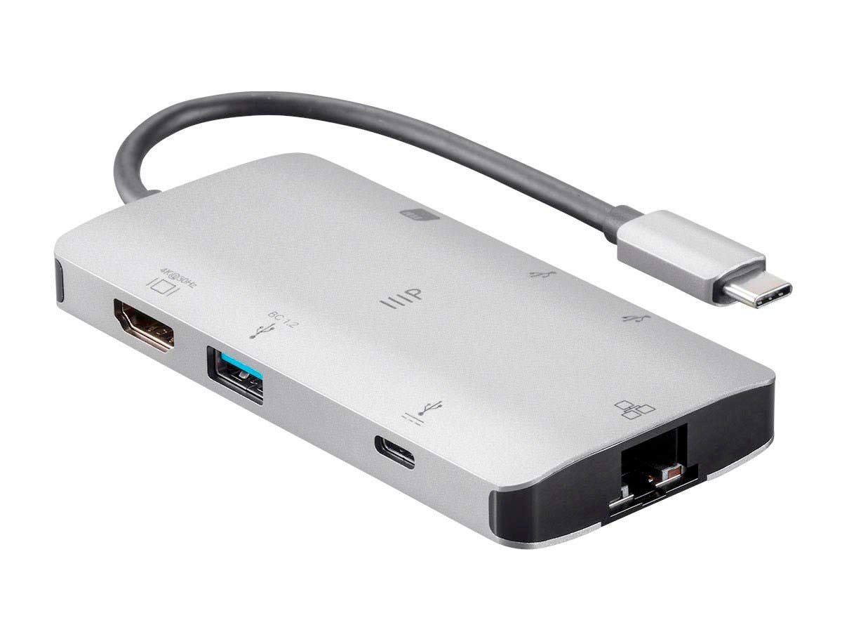 Monoprice USB-C to HDMI Adapter with Gigabit Ethernet, 3-Port USB 3.0 Hub, SD Card Reader & 100W Power Delivery - Multi-Port USB C Hub for MacBook Pro, Dell XPS, Surface Pro - Perfect for Home Office, Conference Room & Travel Use