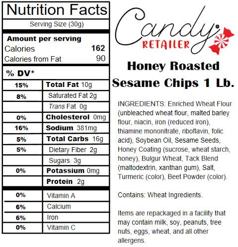 Honey Roasted Sesame Chips 1 Lb - Crunchy Sweet Snack for Parties, Gifts & Healthy Munching | Premium Candy Retailer