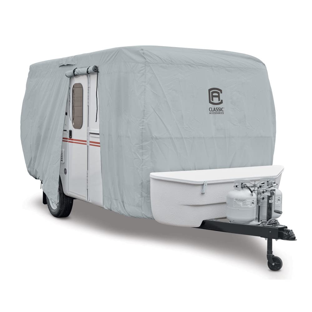 Classic Accessories Over Drive PermaPRO Molded Fiberglass RV Cover - Waterproof Travel Trailer Cover for 8'-10' Campers | All-Weather Protection for Outdoor Storage & Travel