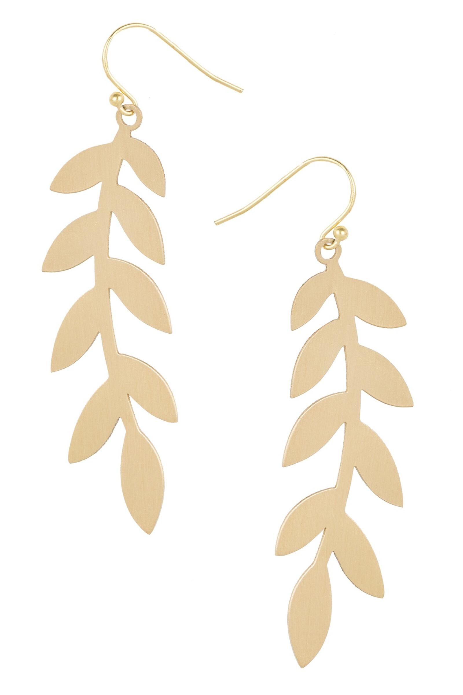Elegant Irene Leaf Cutout Statement Earrings for Women - Boho Chic Dangle Earrings for Party, Wedding & Everyday Wear