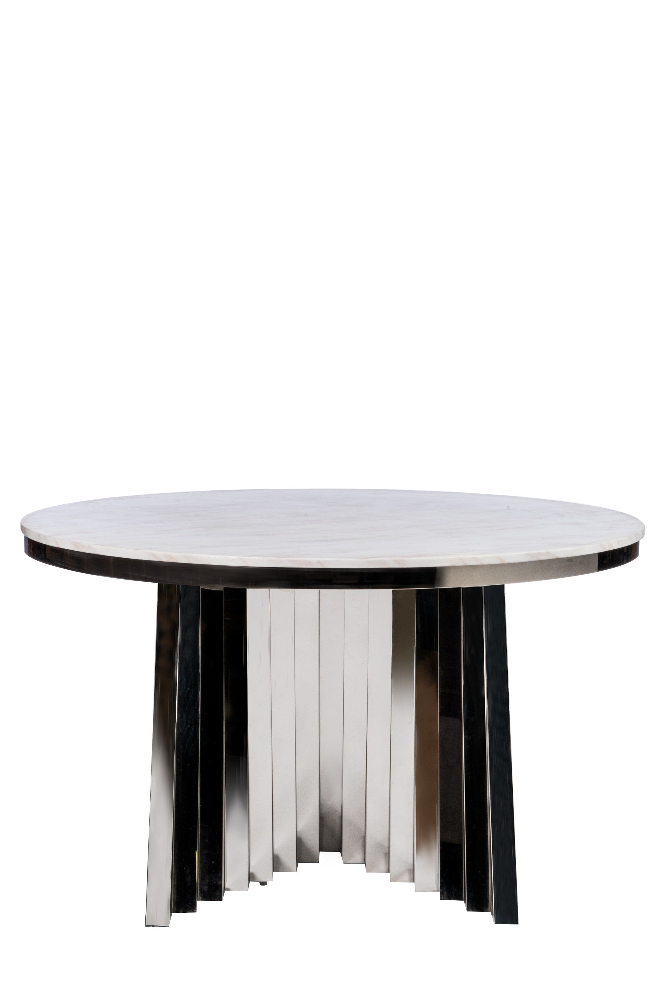 Modern Waterfall Marble Top Chrome Dining Table - Elegant 6-Seater for Contemporary Dining Room & Kitchen - Perfect for Family Gatherings & Dinner Parties