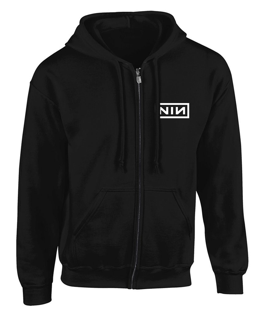 Nine Inch Nails Classic White Logo Zip Up Hoodie - Official Band Merchandise for Concerts & Casual Wear