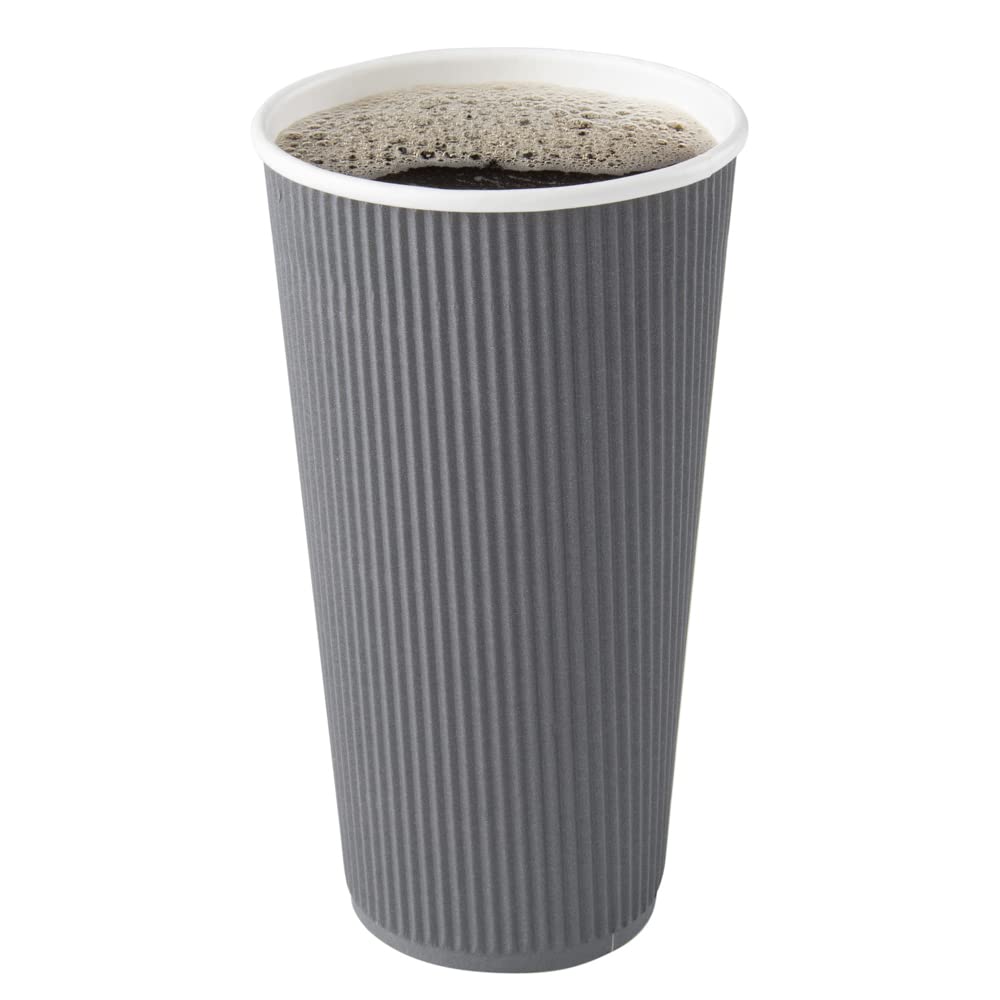 20oz Insulated Coffee Cups with Secure Grip - 250 Pack Double Wall Corrugated Paper Cups | Leakproof & Sustainable | Matching Lids Sold Separately | Perfect for Coffee Shops, Offices & Catering Events