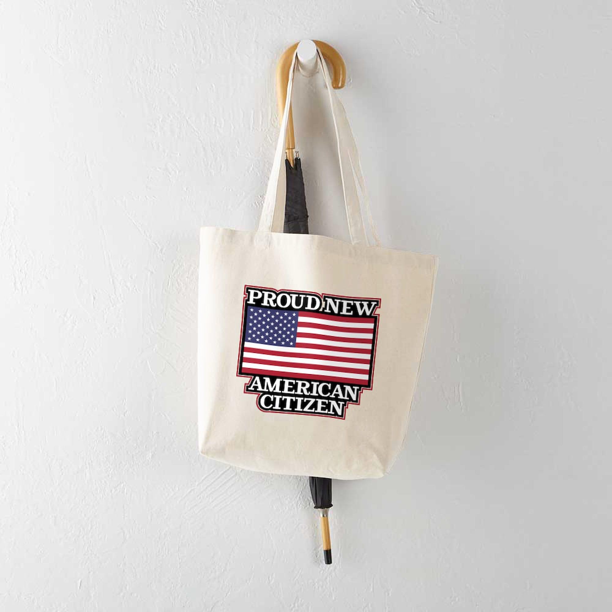 Proud New American Citizen Tote Bag - Natural Canvas Reusable Shopping Bag for Groceries, Beach & Everyday Use | Eco-Friendly & Durable