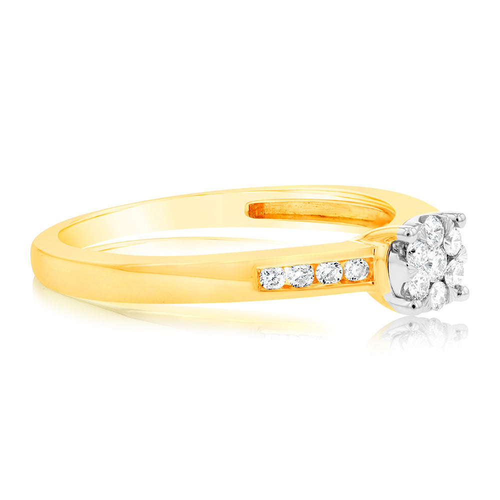 9ct Yellow Gold 1/5 Carat Diamond Ring for Women - Elegant Solitaire Engagement & Wedding Band - Perfect for Proposals, Anniversaries and Special Occasions