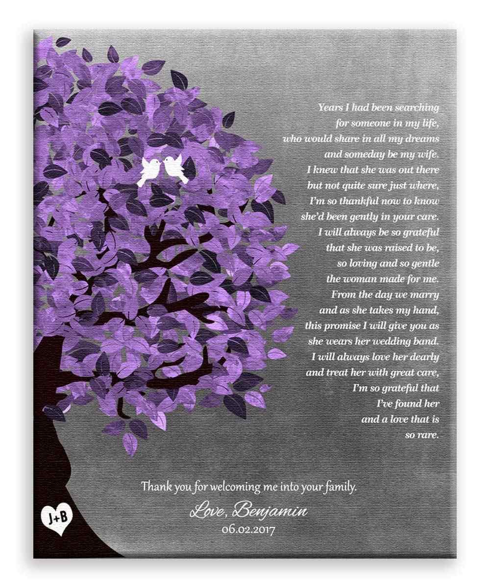 11x14 Mounted Canvas Art Print - Personalized Mother of the Bride Gift, Thank You Present from Groom to Parents - Wedding Day Keepsake with Free Gift Wrapping LTC-C1486 | Perfect for Anniversary, Housewarming & Special Occasions