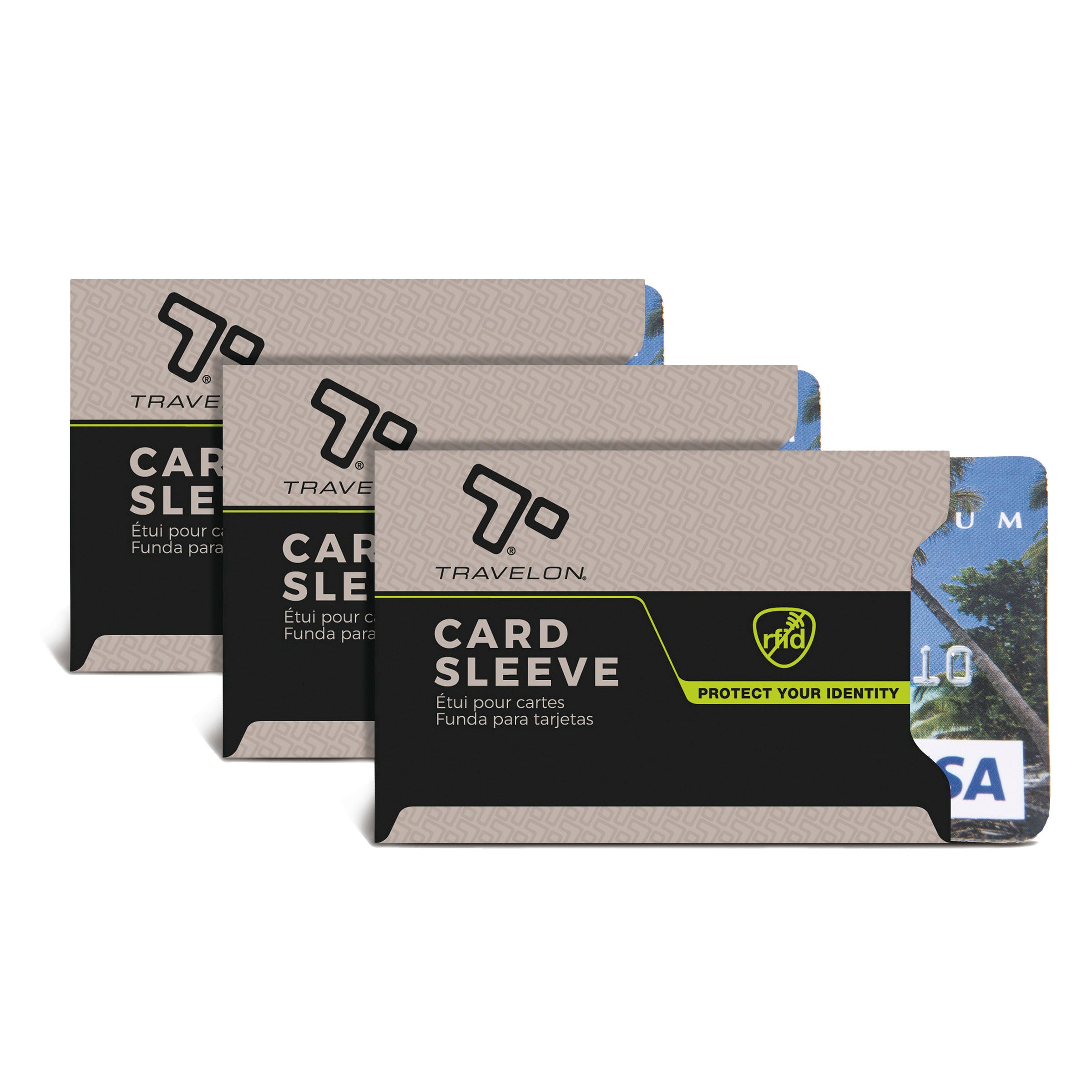 Travelon RFID Blocking Sleeves Set of 3 - Secure Credit Card Protector for Wallet, Passport & ID - Perfect for Travel, Business Trips & Daily Commute