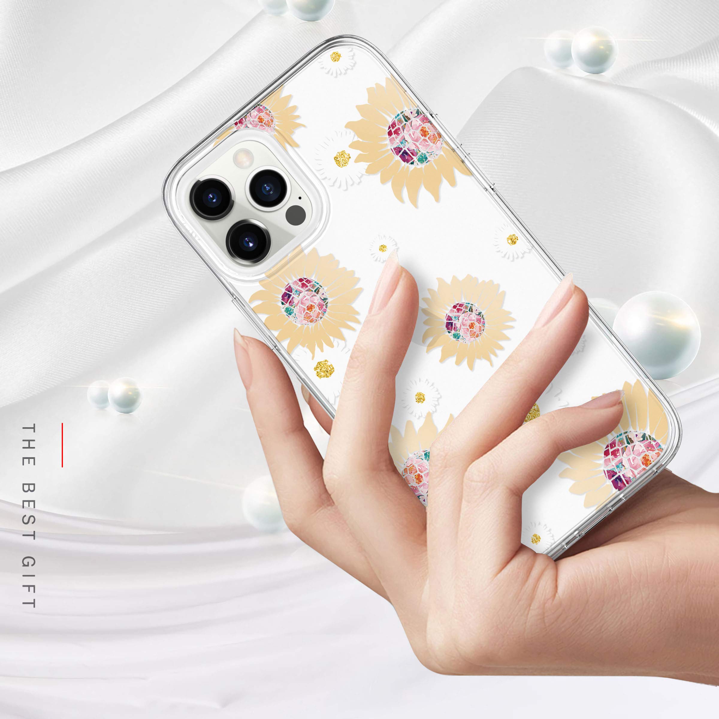 BAISRKE iPhone 12 Case & iPhone 12 Pro Case - 6.1 Inch Shockproof Floral Hard Back Cover with Daisy Pattern for Women (Compatible with 2020 Models) | Perfect Gift for Girls, Daily Protection & Stylish Accessory