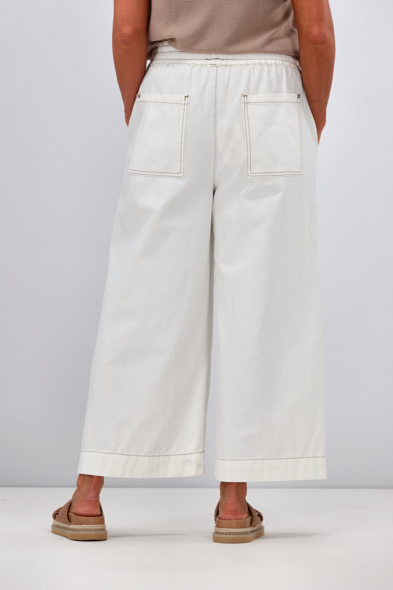 Elm Greta High Waisted Wide Leg Pants for Women - Soft Linen Blend Trousers - Comfortable & Stylish White Pants for Work, Casual Outfits & Summer Wear