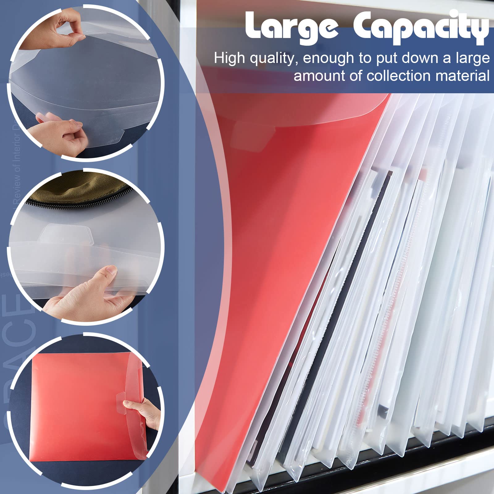 Henoyso 36 Pcs Clear Plastic Paper Storage Organizer - 12x12 Scrapbook Paper Holder with Customizable PVC Tabs for Vinyl, Photos & Craft Supplies | Perfect for Scrapbooking, Card Making & Photo Organization