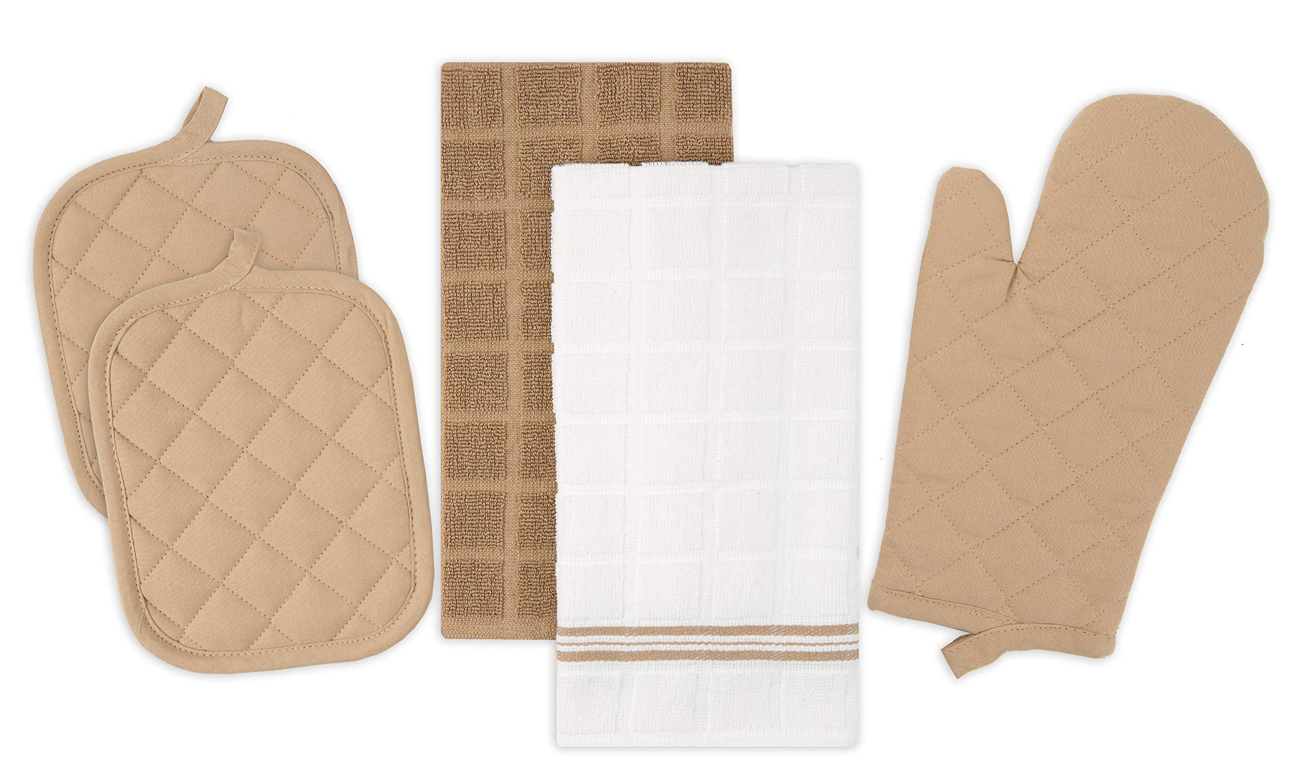 5-Piece Premium Kitchen Towel Set - Soft & Absorbent Brown Stone Cotton Dish Towels for Cooking, Cleaning & Drying Dishes