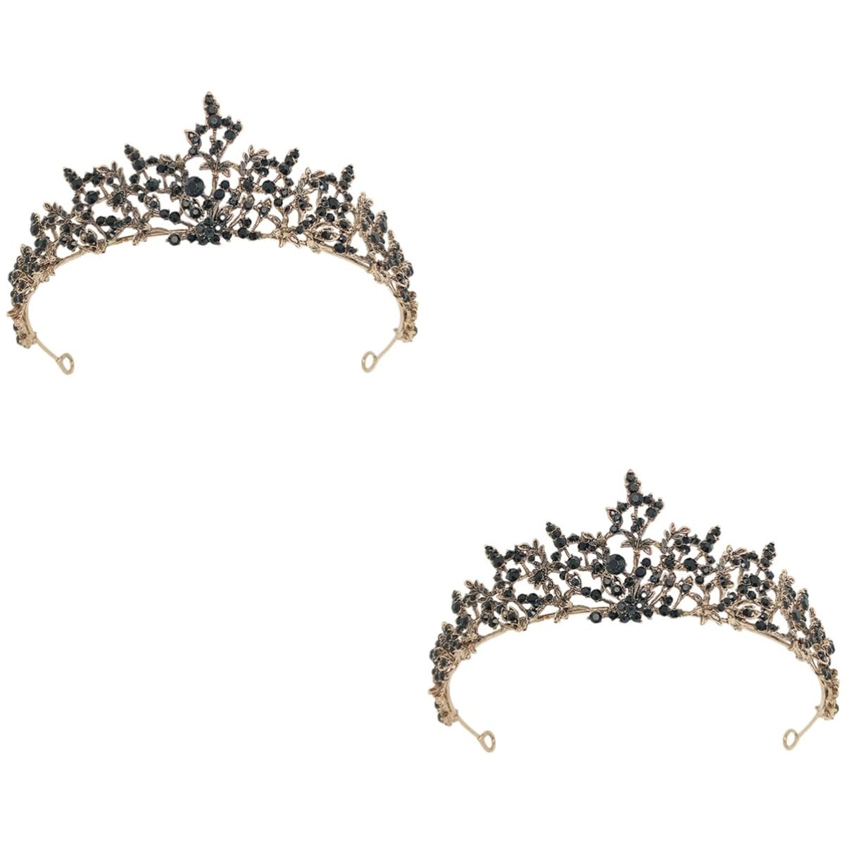 Beaupretty 2-Piece Black Crown Tiara Set - Vintage Bridal Headpiece, Elegant Princess Wedding Headdress, European Alloy Jewelry for Brides, Bridesmaids, and Prom Queens - Perfect for Weddings, Pageants, and Special Occasions