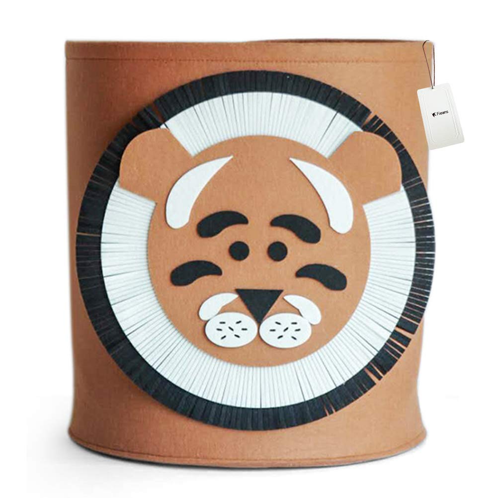 UWY Collapsible Felt Basket Toy Storage Organizer - Baby Nursery Hamper & Kids Room Decorative Gift Box (Lion Design) - Perfect for Organizing Toys, Books, and Baby Essentials