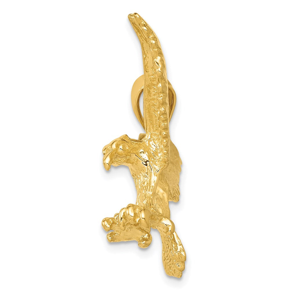 Gold Large Hunting Eagle Pendant Necklace - Model K3282 | Men's Outdoor Jewelry for Hunting & Adventure Enthusiasts
