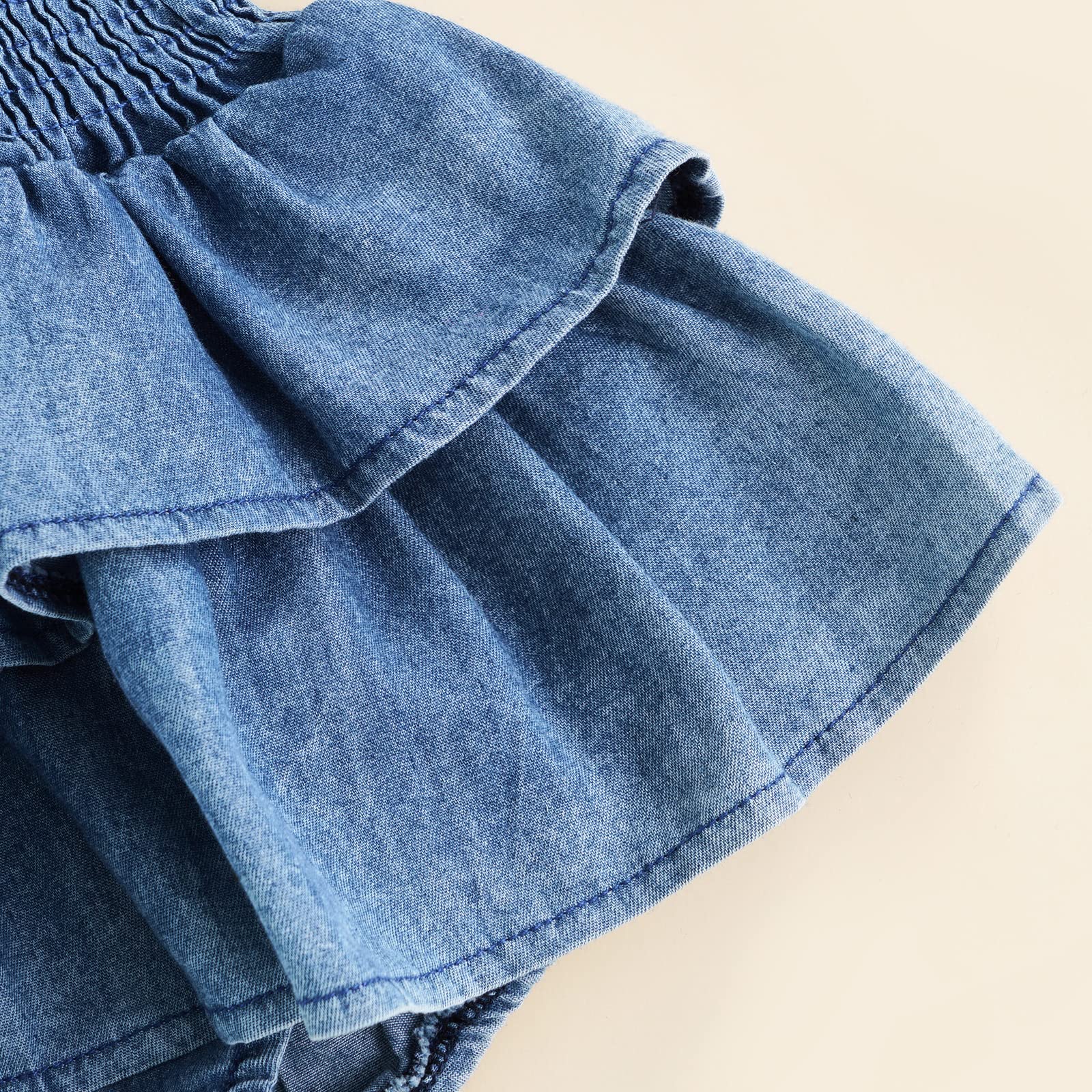 Adorable Newborn Baby Girl Denim Romper Dress with Ruffles - Cute Infant Jean Overalls for Photos, Parties & Everyday Play
