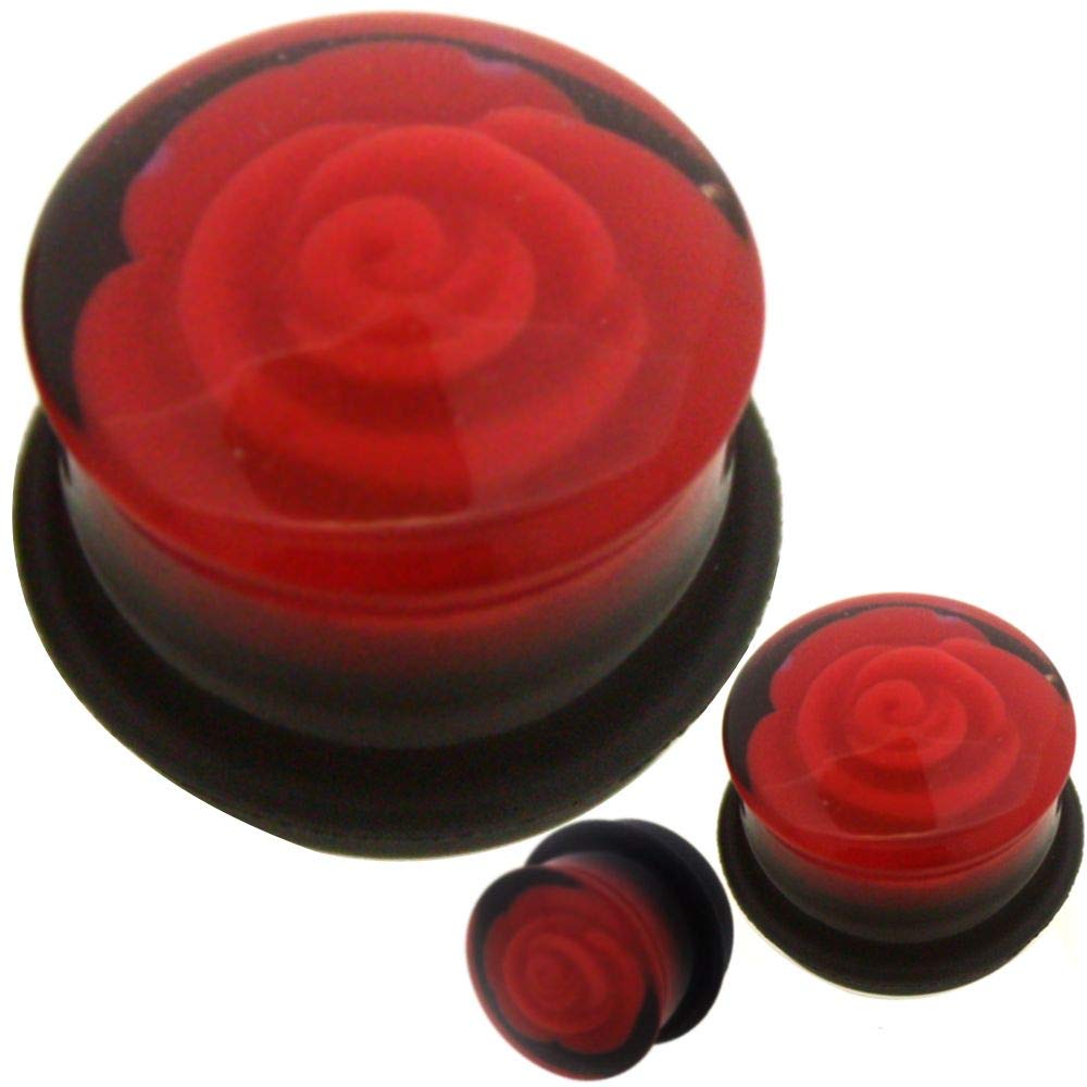 Rose Single Flare O-Ring Ear Plugs - 8mm to 20mm Ear Stretchers for Gauging & Body Jewelry - Perfect for Ear Stretching, Piercing Care & Alternative Fashion