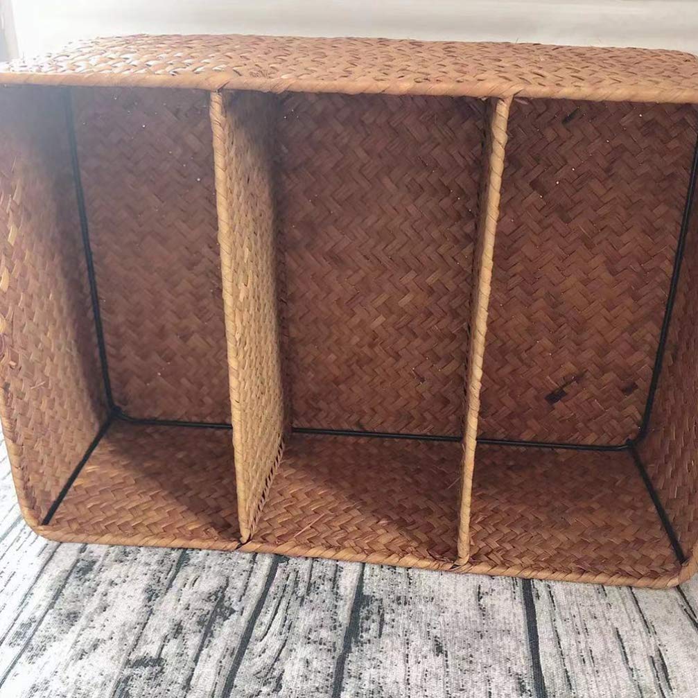 Natural Seagrass Storage Basket - Handwoven Rectangular Organizer for Coffee Station & Home Decor