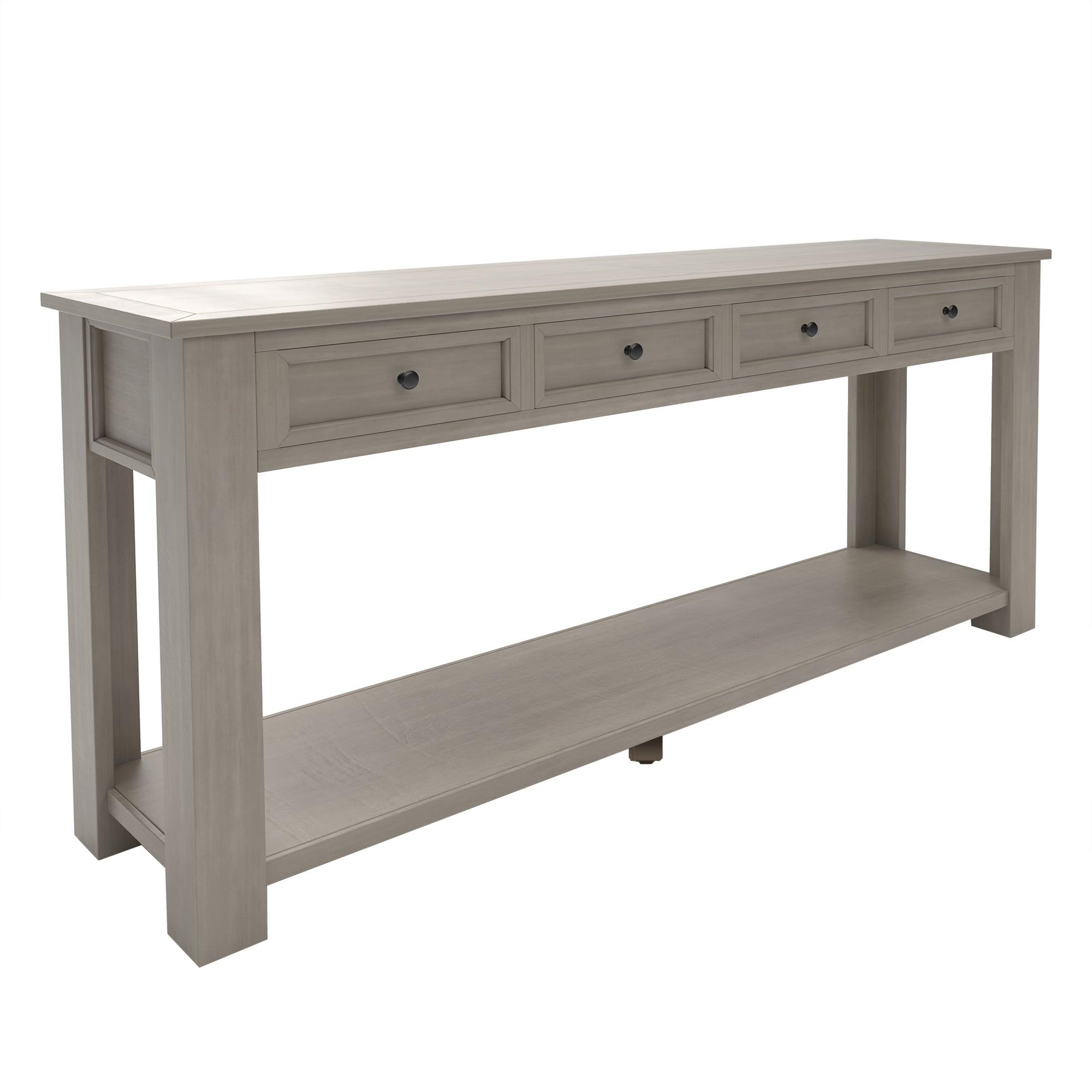 Gray Wash Console Table with Storage Drawers & Bottom Shelf - Entryway Sofa Table, Hallway Organizer for Keys, Mail & Decor | Perfect for Small Spaces & Apartment Living
