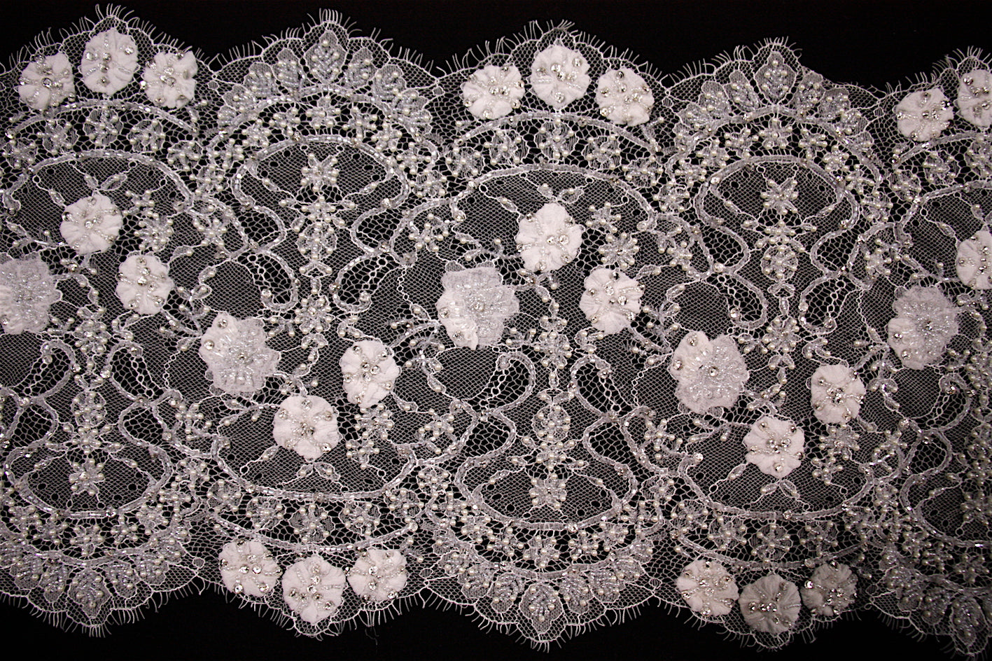 Elegant Beaded Ivory Lace Trim for Wedding Dresses & Bridal Gowns - Perfect for DIY Costumes, Home Decor, and Special Occasion Outfits