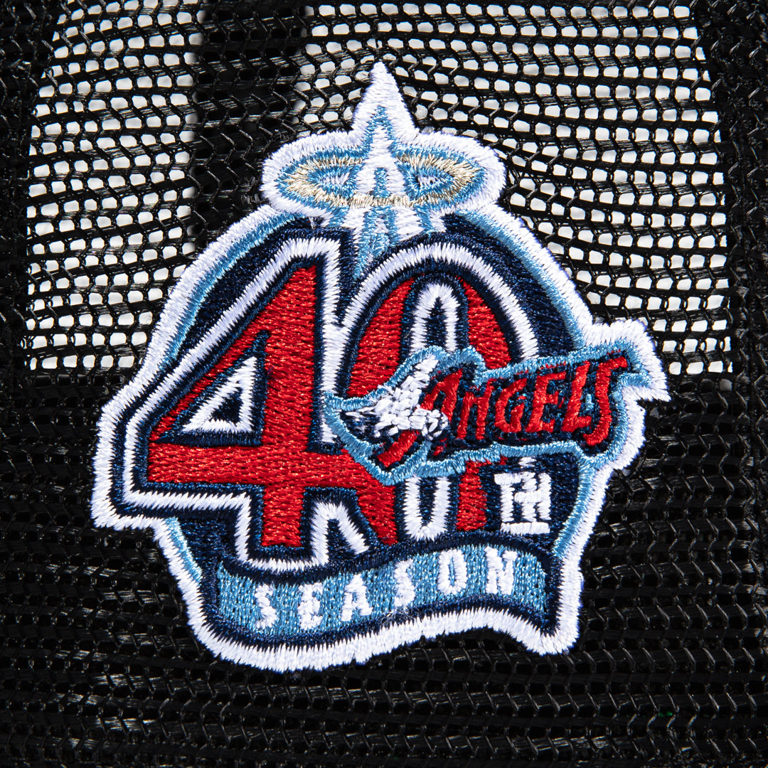 New Era 59Fifty Black Los Angeles Angels 40th Anniversary Patch Snapback Trucker Hat - Adjustable Baseball Cap for Men & Women - Perfect for Baseball Games, Sports Events & Casual Wear