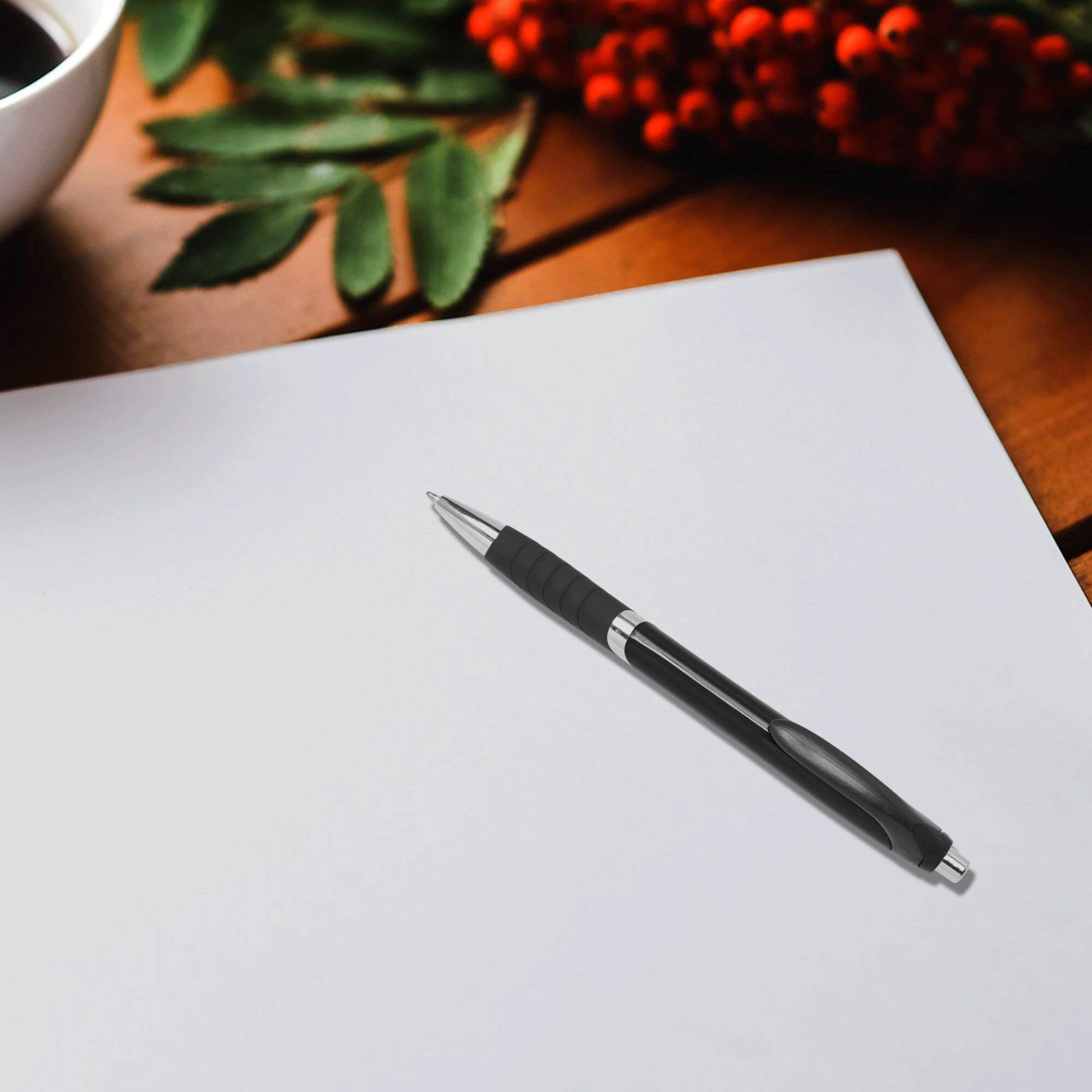 Customizable Ballpoint Pens with Rubber Grip - 10 Pack Bulk Office Supplies - Black Ink Soft Touch Plastic Pens for Business, School & Gifts - Personalized Text & Logo Printing
