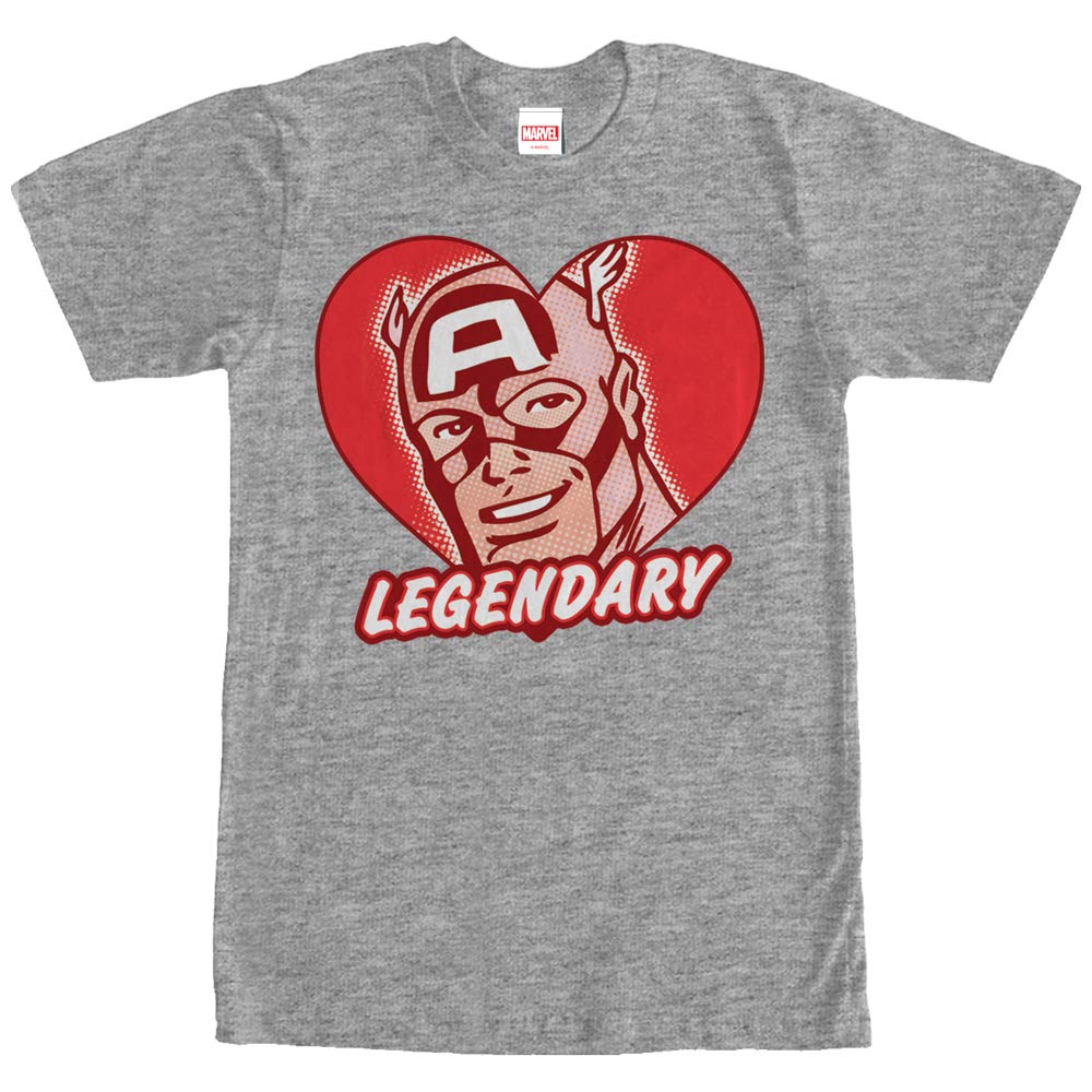 Men's Marvel Captain America Legendary Heart Graphic T-Shirt - Superhero Casual Wear for Fans & Collectors | Perfect for Cosplay, Comic Con & Everyday Outfits